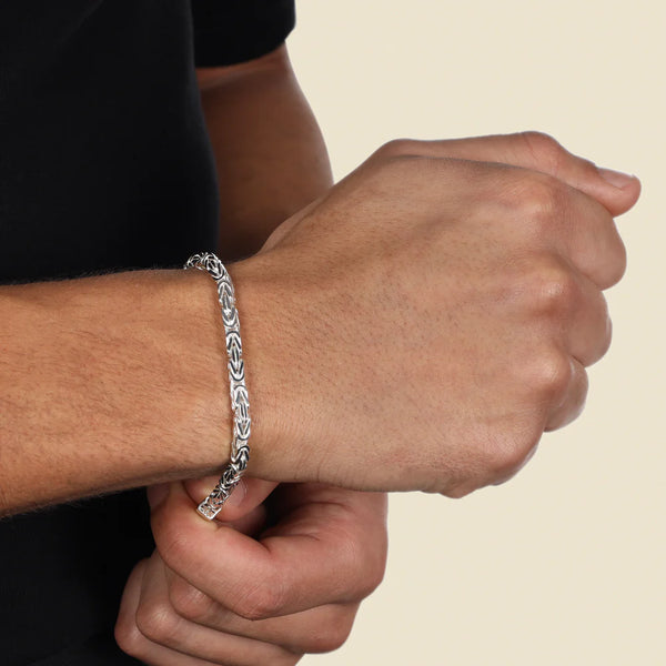 4mm King Chain Bracelet - 925 Silver Solid Square High Polished