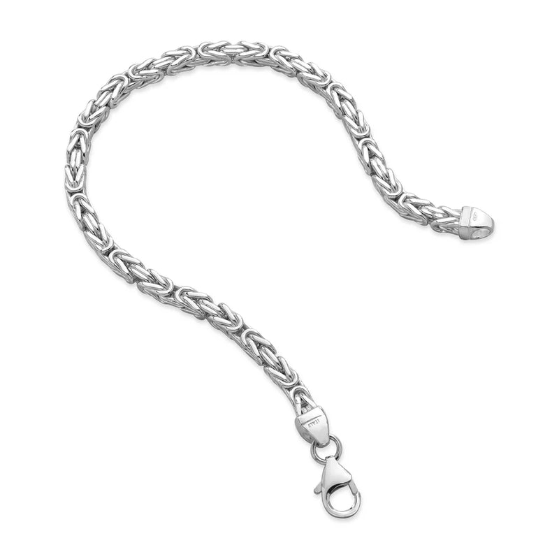 4mm King Chain Bracelet - 925 Silver Solid Square High Polished