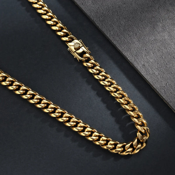 10mm Miami Cuban link made of stainless steel 18K gold plated