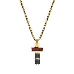 Box chain necklace with pendant made of stainless steel 18K gold-plated
