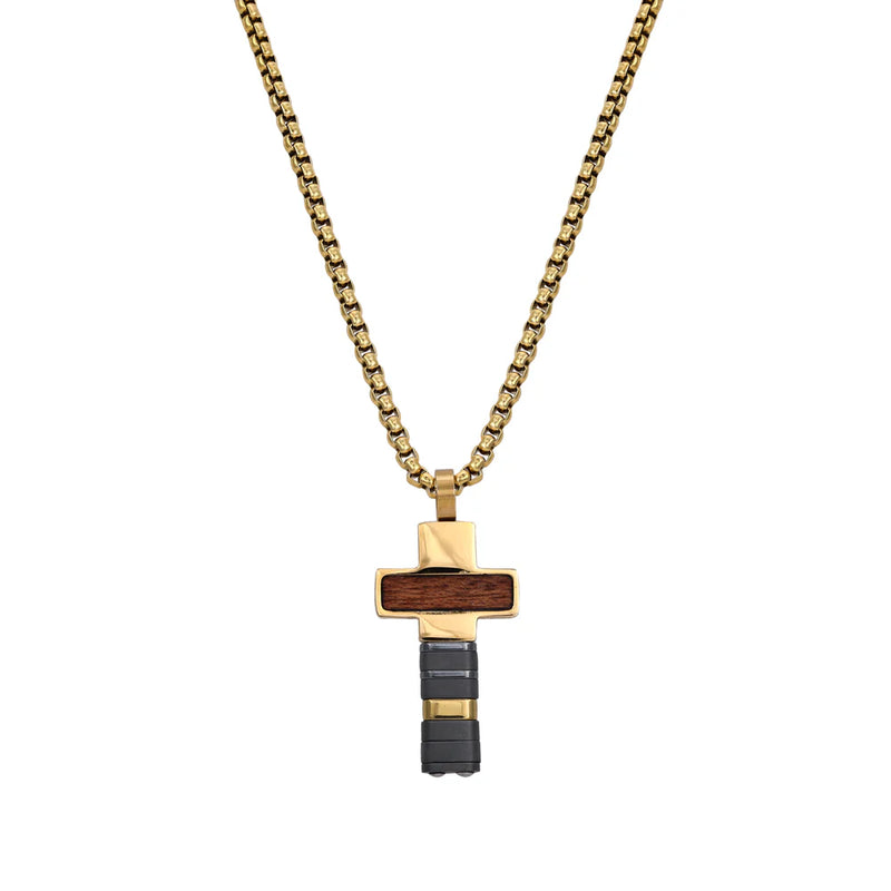 Box chain necklace with pendant made of stainless steel 18K gold-plated