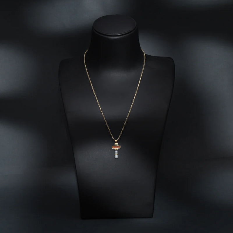 Box chain necklace with pendant made of stainless steel 18K gold-plated