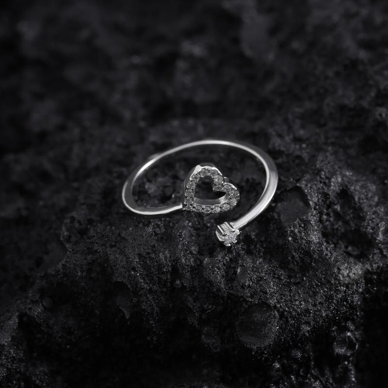 Damen Silberring Herz Zirkonia Motiv aus 925 Sterlingsilber
