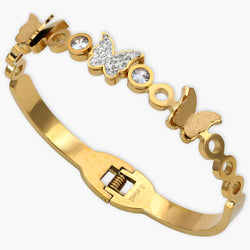 10mm Damen Armreifen Armband Schmetterling aus Edelstahl 18K Vergoldet