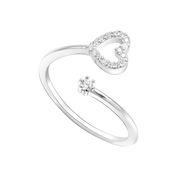 Damen Silberring Herz Zirkonia Motiv aus 925 Sterlingsilber