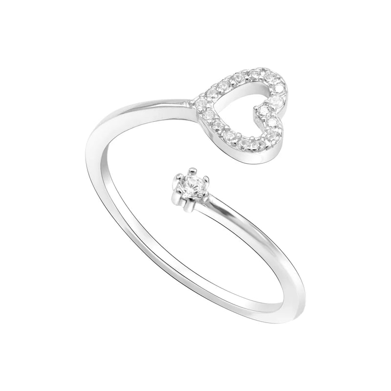 Damen Silberring Herz Zirkonia Motiv aus 925 Sterlingsilber